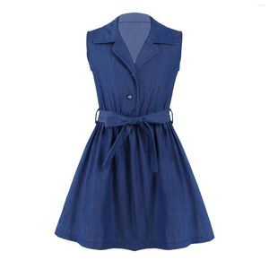 Girl Dresses Children Kids Denim Cowboy Dress For Teens Girls Summer Vestidos Clothes 4 5 6 7 8 9 10 11 12 14 Years Old 2022