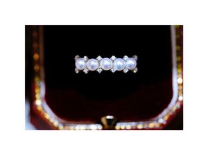 Biżuteria pierścieniowa 220901402 Diomondbox 5 3,5-4 mm aka Pearl AU750 Białe złoto Sterling Sier Regulble Zicron 0A49A5 3.-4mm AU70 0A49A