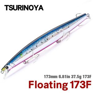 Ami da pesca TSURINOYA 173F Ultralong Casting Floating Minnow 173mm 6.81in 37.5g Esca per acqua salata STINGER Esche artificiali grandi e dure 220914