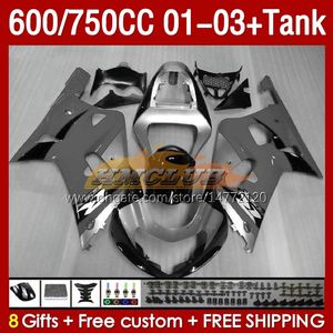 Injection Mold Fairings & Tank For SUZUKI GSXR750 GSXR-750 GSXR600 750CC K1 2001 2002 2003 152No.112 600CC GSXR-600 01-03 GSXR 750 600 CC 01 02 03 OEM Fairing grey stock