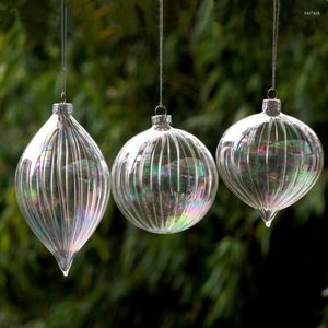 Party Decoration 12pcs/pack Diameter 8cm Christmas Tree Hanging Pendant Lustre Pearl Striped Glass Ball Home Friend Gift Globe