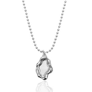 Fashion S925 Sterling Silver Women's Necklace with Irregular Pendant Simple Ball Bead Chain Trendy Jewelry Party Gift