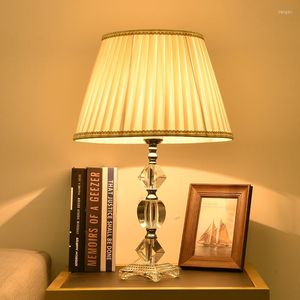 Table Lamps TUDA 2022 Style Crystal Stone Lamp With Green Beige Lampshade Bedside Home Decor Desk For Living Room