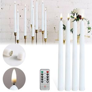 Ljus 4st Flameless Remote LED Candle Light Ljus flimrande gl￶dlampa Batteri opererat julfest ￥r bordsdekoration