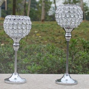 Dekoracja imprezowa bezpłatna wysyłka srebrna świeca z kryształami. Wedding Candelabra/Centerpiece 1 Set 2 PCS Candlestick