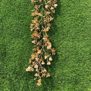 Decorative Flowers Artificial Golden Fake Flower Rattan Eucalyptus Vine Garland Morning Glory Wedding Garden Decoration Wall Home Decor