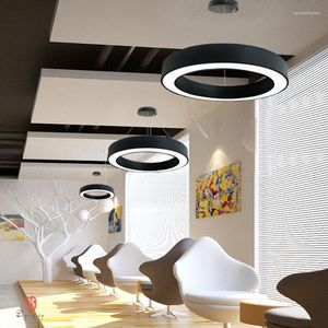 Hängslampor Branschstil hängande lampor Aluminium rund cirkel ringlampa modern takkonferens hall lounge hembelysning