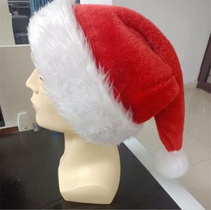 Beanie-Plüsch-Weihnachtsmützen, Weihnachtsmann, Weihnachten, rot, dicker, weicher Samt, Beanie-Mütze, Kappen, Neujahrsparty