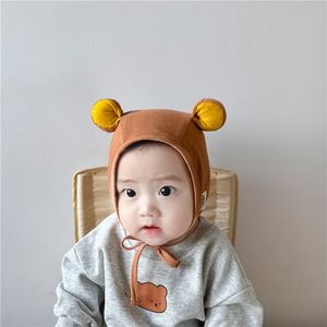 2022 Novo ouvido de bola Caps de outono infantil e inverno novos chap￩us baby modelos di￡rios casuais simples