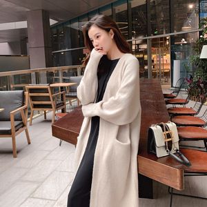 2022 feminino lento lento em v altivas de grande porte de camisola longa cardigans jaquetas novas mulheres suéter corea cardigan jacket jacket Outwear top tees