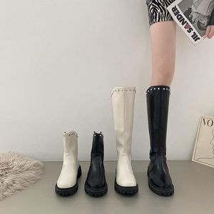 Boot Ankle Pu Flat Female Long Platform Zipper Lady Elastic Autumn Winter Retro Leisure Short 220915