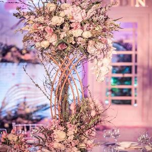 Parti Dekorasyonu 4pcs Çiçek Vazo Zemin Vazoları Stand Stand Metal Yol Kurşun Düğün Merkez Parçası Geometrik Pot Masa Rafı Ev Etkinlik Dekoru