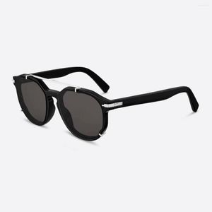 Solglasögon Pantos Design dubbelbrygga i acetatram med silverfinish Metal Buckle Blacksuit RI