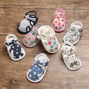 First Walkers 2022 Summer Born Baby Girls Boys Shoes 0-1 Year Old Toddler Sandals Cartoon Leisure Breathable Soft Soled Walking