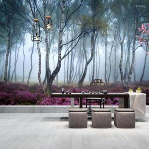 Tapeten Natur Wald Blumen und Bäume Landschaft Wandbild Tapete für Wohnzimmer Schlafzimmer Dekoration Tapeten Home Decor Papel Tapiz