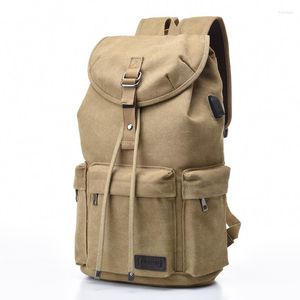 Backpack 16 Inch Computer Bag Usb Rechargeable Men's Canvas Large Capacity Outdoor Travel Casual Backpacks