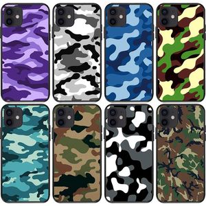 Custodie Camouflage Army Military Camo per Iphone 15 14 Plus Pro Max 13 12 11 XS MAX XR X 8 7 6 6S Iphone15 Soft TPU Moda Verde Blu Uomo Trasparente Cover posteriore Coque