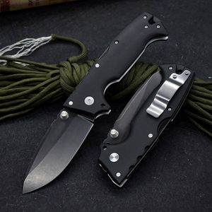 HotH0915 AD-10 Survival Folding Knife S35VN White / Black Stone Wash Drop Point Blade Nylon Plus Glass Fiber Handle Tactical Knives with Retail Box