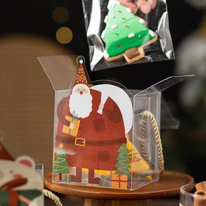 Christmas Eve Clear Plastic Favor Boxes Transparent Macaron Chocolate Snowflake Crisp Candy Cookies Packaging Supplies MJ0806