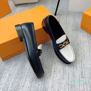 Schwarzbraune flache Loafer aus Leder mit Designer-Absätzen für Damen, klassische Penny-Loafer für die Arbeit