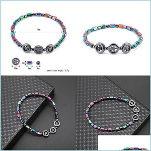 Anklets Magnetic Oval Hematite Stone Bead Anklets Bracelet Rainbow Color Women Fashion Beach Health Energy Healing Model Foot Jewelry Dhsb8