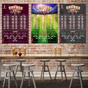 Qatar 2022 World Flags Soccer Game Wall Chart Schema Poster - Soccer Matches/Football Tournament Schedules Calender Bar Party Decorations 70x105cm 145x212cm