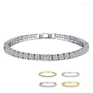 Charm Bracelets 4mm Cubic Zirconia Green Tennis Bracelet Chain For Women Men Gold Silver Color Hand CZ Homme Jewelry
