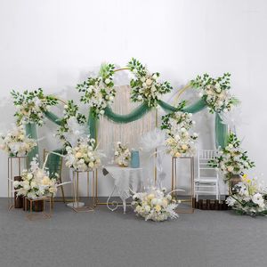 Party Decoration 6pcs Outdoor Lawn Flower Door Curtain Iron Arch Wedding Pergola med plints bakgrunder DIY Rack för blommor Ballonger Sash