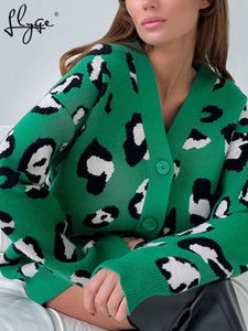 Leopard Print Cardigan Women Sweter Zagrzewana skocz