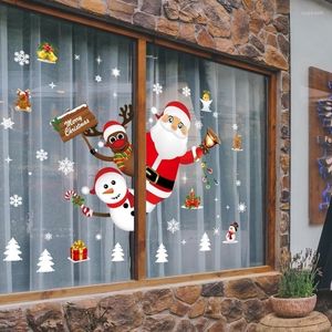 Juldekorationer Merry Window Stickers Santa Claus Löstbara dekaler för Shop Xmas Home Decor År 2022 Navidad Noel