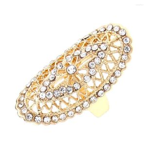 Wedding Rings Sunspicems Charm Ethiopian Arabic Ring 18K Gold Color Women Crystal Hollow Arabesque Bride Ellipse Jewelry Gift