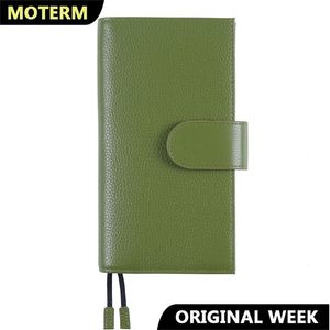 Notatniki Moterm Oryginalne tygodnie na hobo tygodnie z tylną kieszenią i podwójnymi klamrami Notebook Diary Pobbled Leather Planner Oganizer 220914