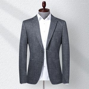 Ternos masculinos 2022 Men's Casual Blazer Fashion Business Suit de malha de malha casaco elástico Slim Fit Party Wedding Jacket Plus Size