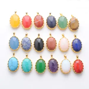 Natural Stone Pendants Oval Stones Amazonite Jades Opal Beads for Handcrafted Necklace Jewelry Making BN401