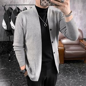 Lã de lã masculina Blends Hombre Cardigan Male suéteres de alta qualidade Chenille Homens Knit Coat Moda Moda Solid Sweatters S-3XL 220915