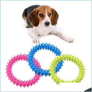 Brinquedos de cachorro Chews Toys de estimação Pet Dog Ring Ring Toy Toy Molar Rubber Morda de dente de limpeza Aumente a inteligência de animais de estimação Delive Delive Dhggn