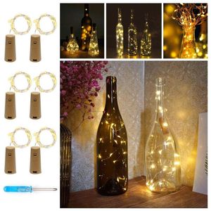 Строки 6 шт. 2м 20LEDS WINETLES BOTTLES Стоки Fairy Decor Micro Медная проволока Мини -лампа Рождественская свадьба 2022