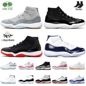 sapatos Cool Grey 11 11s Jumpman Mulheres Homens Tênis de Basquete Jubileu 25º Aniversário High Bred Legend Azul UNC Win Link 82 Tamanho 36-4 OG sapatos de grife