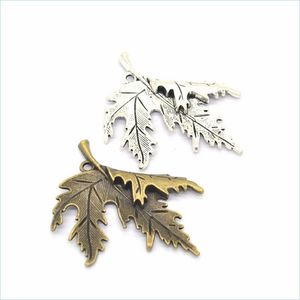 Charms 54X44Mm 20Pcs A Lot Big Maple Leaf Alloy Charm Pendant Retro Jewelry Diy Keychain Tibet Sier For Bracelet Earrings Drop Delive Dhdiw