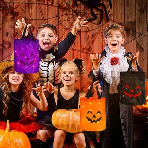 Halloween Festive Party levererar godisp￥se Gl￶dande pumpa Ghost Witch Tote Bag Festival Decoration Arrangement Props