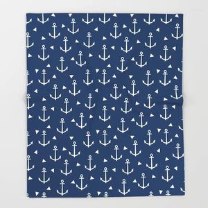 Blankets Anchors Blanket 3D Flannel Navy And White Trendy Sailing Sailor For Bed Fleece Throw Funny Plush Bedspreads Wholesale