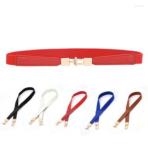 Belts Fashion Stretch Elastic Dress Waist Belt Women Soild Red White Strap For Female With Simple Buckle