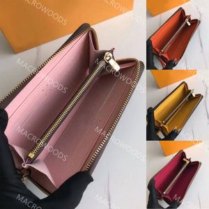 clemence wallet M60742 designer bag Gold color hardware luxury long wallet 8 credit card slots t special canvas purse for women Zipped coin pocket brown flower