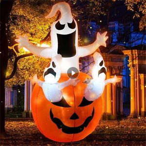 Decoração de festa Halloween Ghost Inflatable Pumpkin com luzes rotativas LED Decoração de Halloween Decorações de terror Decorações de halloween Prop 220915