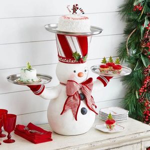 Juldekorationer Snowman Treats Holder Party Cupcake Dessert Dinner Ornament Waiter Gift Xmas 220914