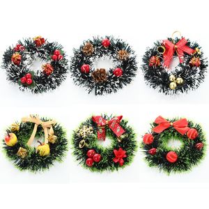 Juldekorationer 12 cm krans Xmas Door Garland Pendant Ornament Merry For Home Navidad Happy Year 2023 220914