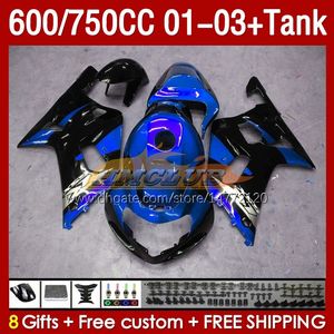 Injection Mold Fairings & Tank For SUZUKI GSXR750 GSXR-750 750CC K1 600CC 01-03 152No.114 GSXR 750 600 CC GSXR600 2001 2002 2003 GSXR-600 01 02 03 OEM Fairing blue black blk