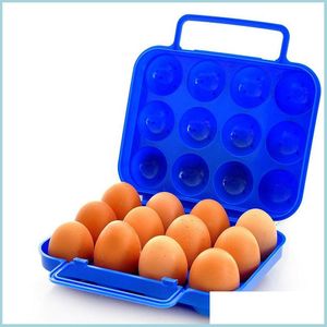 Food Savers Storage Containers 6Pcs 12Pcs Egg Storage Box Portable Carry Plastic Container Holder Case Folding Basket Outdoor Travel Dhyrl