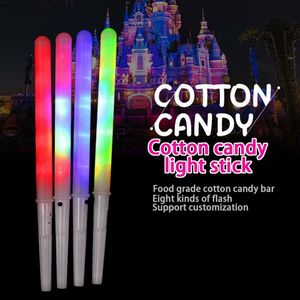 Hurtowe zapasy festiwalowe przyjęcie przyklejają się do ciemnego światła Cotton Candy Rones Lekkie patyki kolorowe świecące pianki patyki