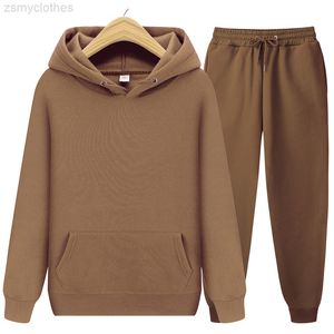 New Hoodie Mens Ladies Casual Wear Sportswear Suit Solid Color Pullover Pants Autumn and Winter Fashion